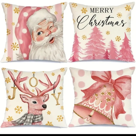 Set of 4 Vintage retro Christmas 18x18 Pillow Covers - Picture 1 of 4